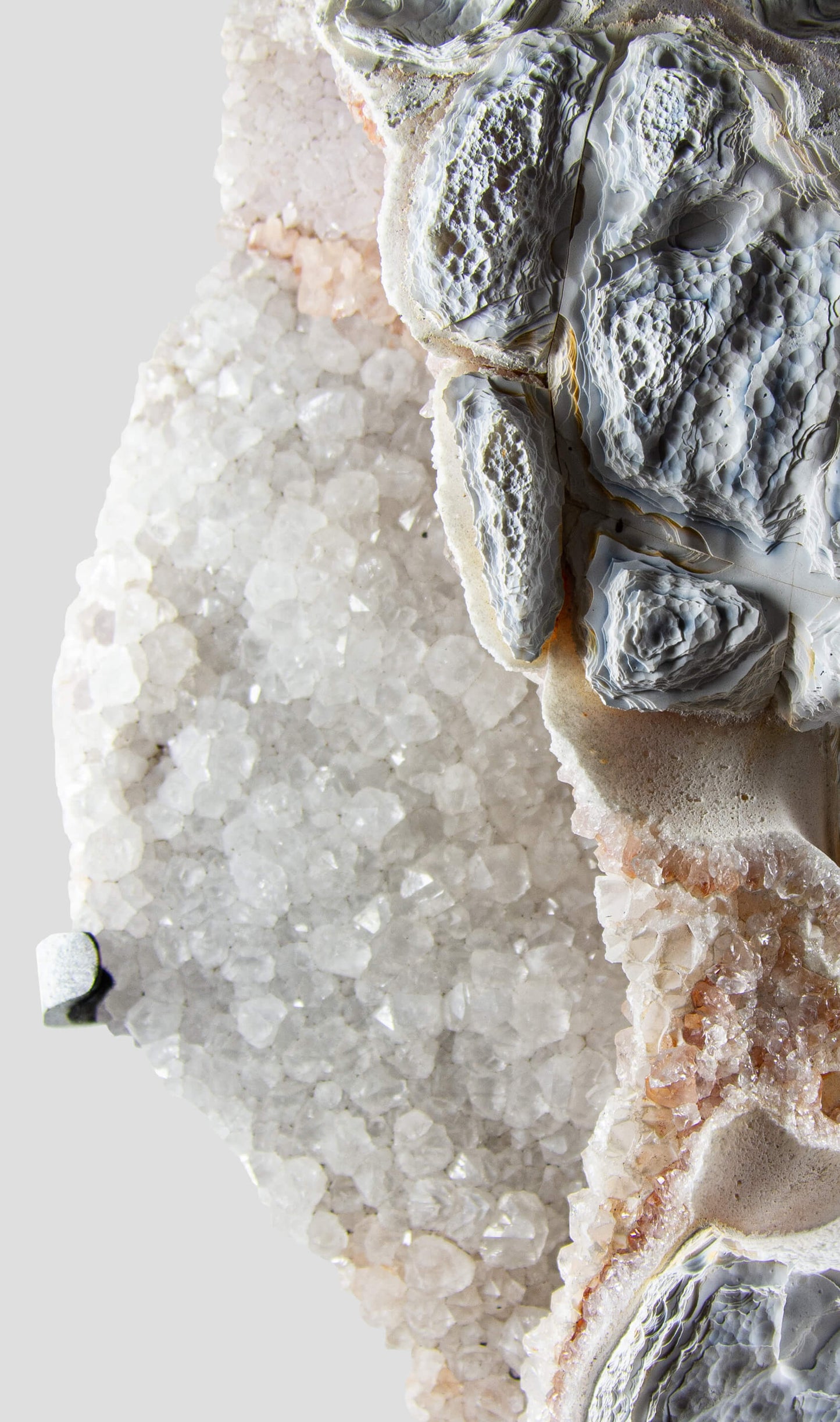 White Veined Quartz Geode on Chrome 396mm