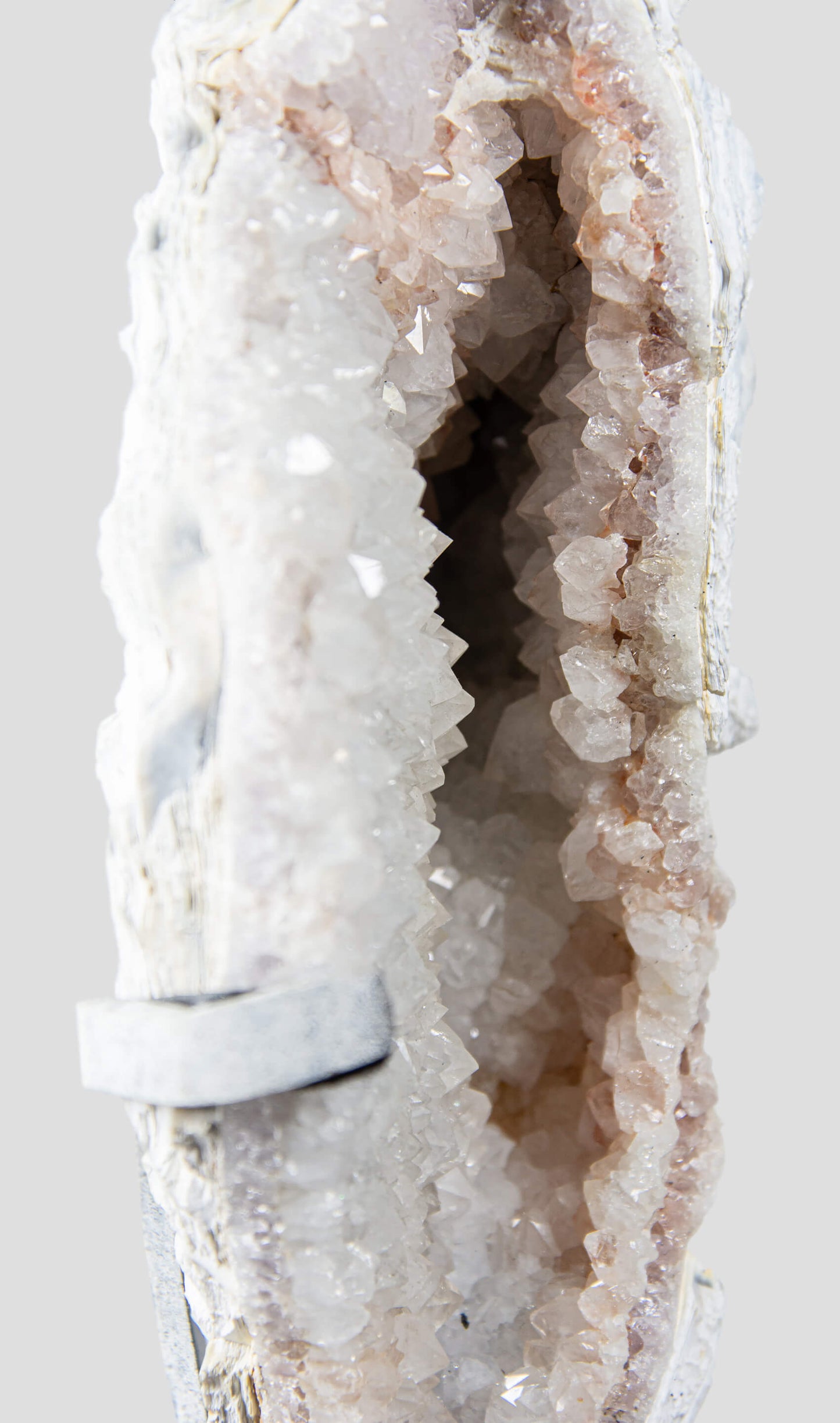 White Veined Quartz Geode on Chrome 396mm