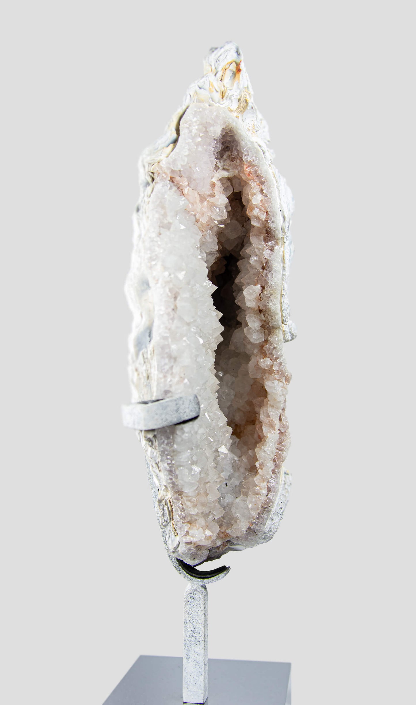 White Veined Quartz Geode on Chrome 396mm