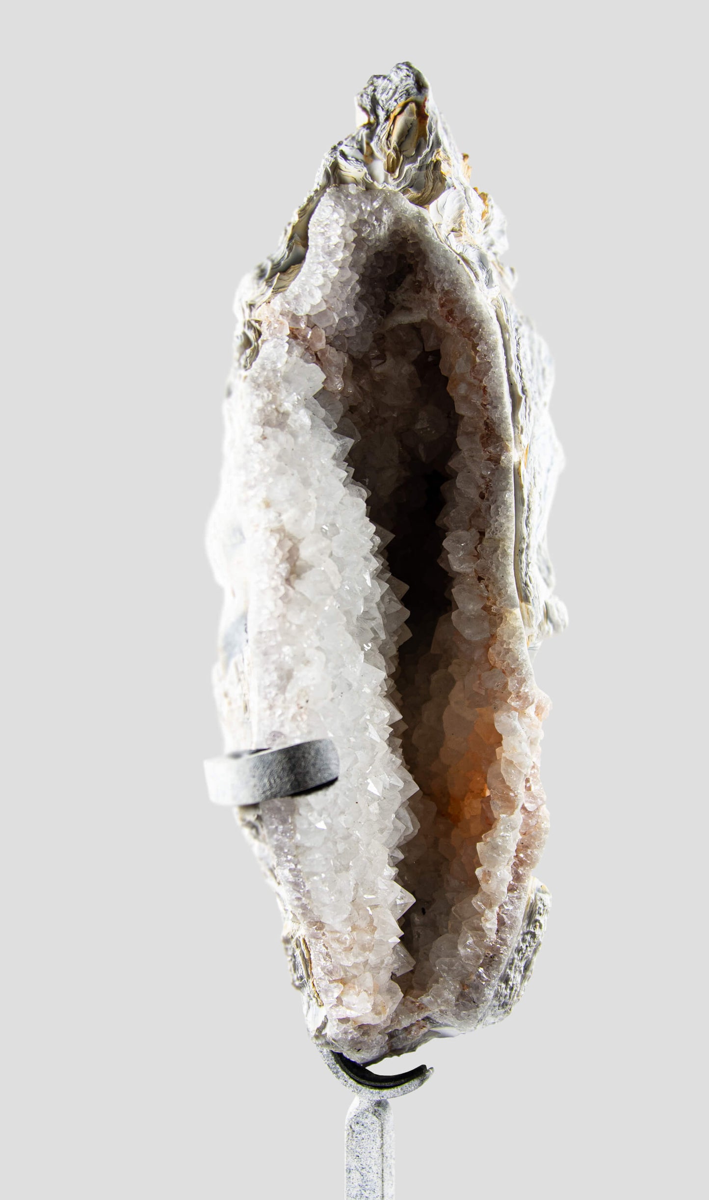 White Veined Quartz Geode on Chrome 396mm