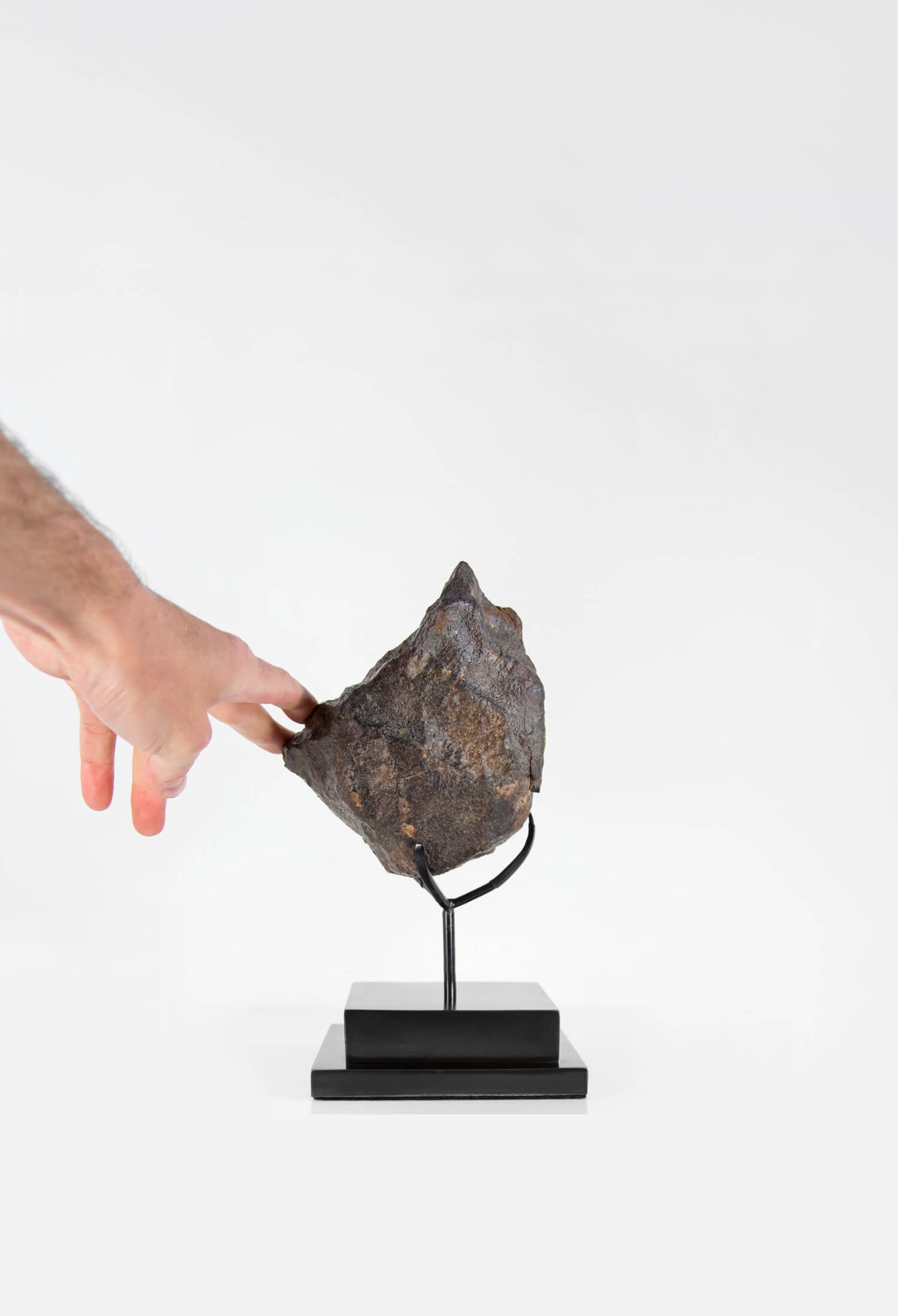 Our fallen star series NWA H5 Iron Meteorite for sale presented on a custom-designed bronze stand weighing 3055 grams