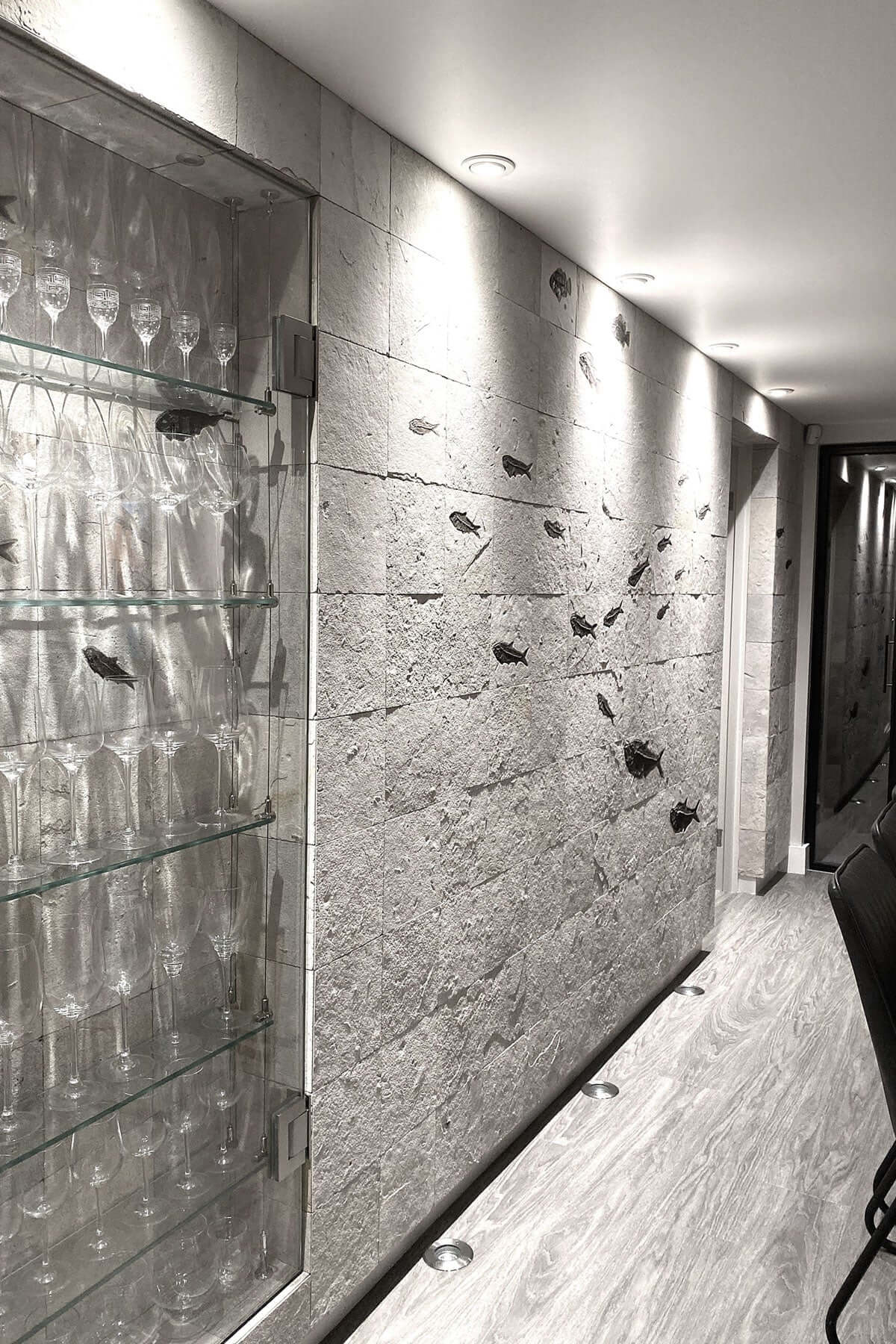 Scientifically significantly fossil fish tiled wall series for luxury wall spaces