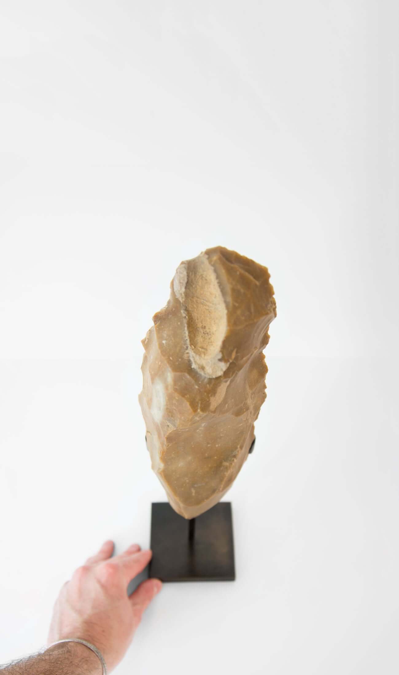 A stunning museum-standard rare authentic Neolithic core flint measuring 372mm created by an ancient hand