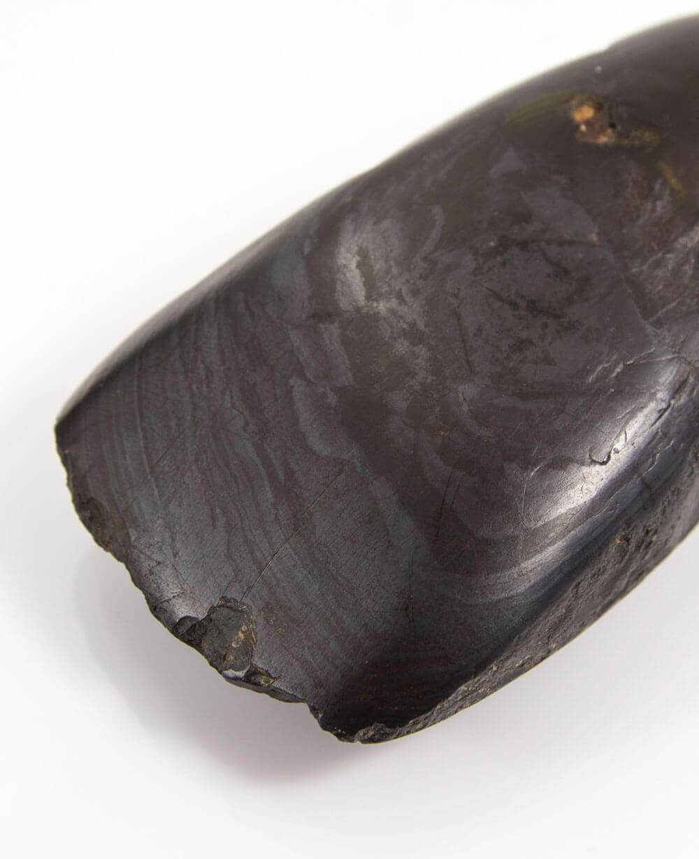 A stunning museum-standard rare authentic heavy hematite Neolithic hand axe measuring 125mm created by an ancient hand