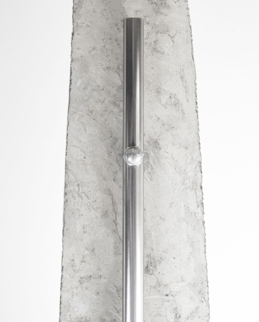 A museum-standard fossil orthoceras measuring 6.3 feet on a custom-designed stainless steel stand by THE FOSSIL STORE